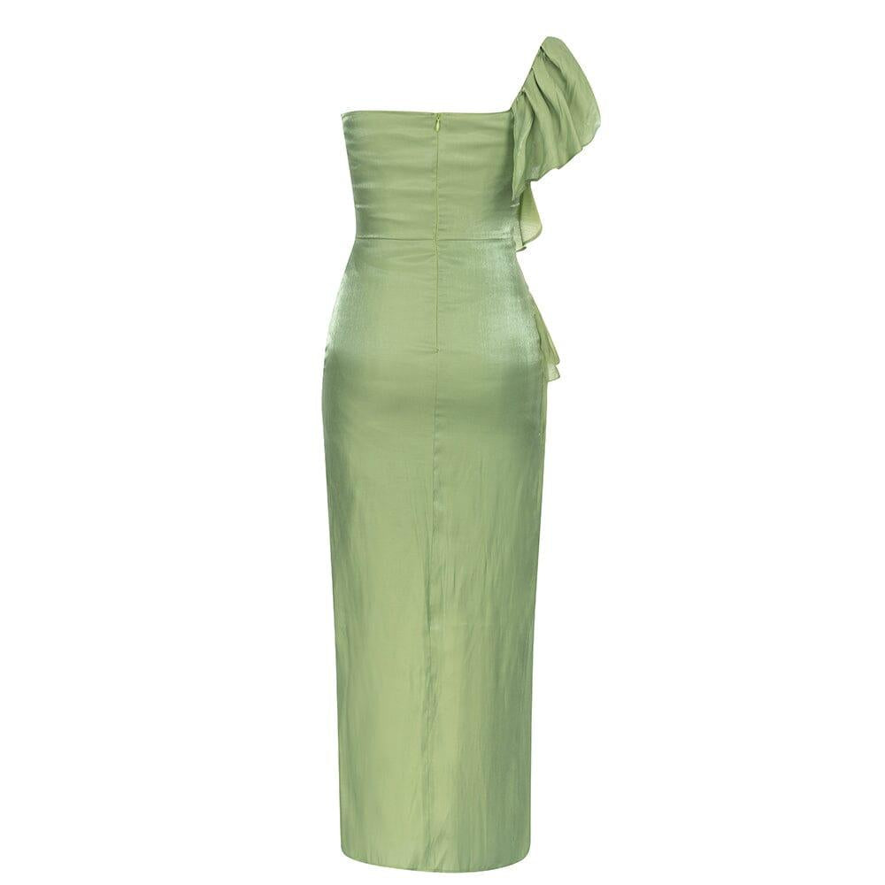 AIIZIE SATIN FOREST CORSET MAXI DRESS IN GREEN - product image