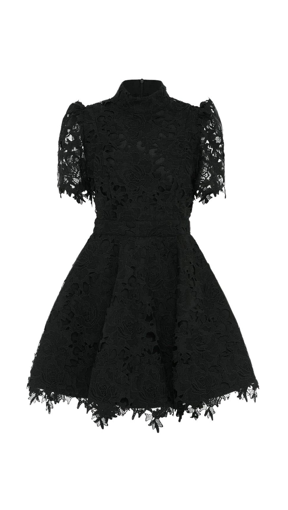 BLACK LACE SHORT SLEEVE MINI DRESS