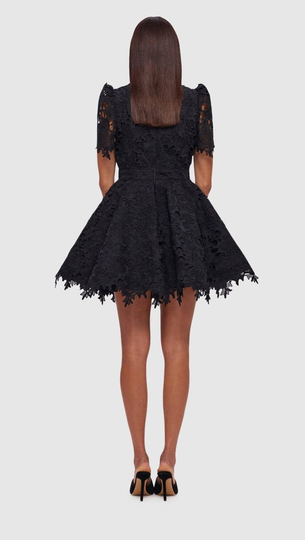 AIIZIE BLACK LACE SHORT SLEEVE MINI DRESS - product image