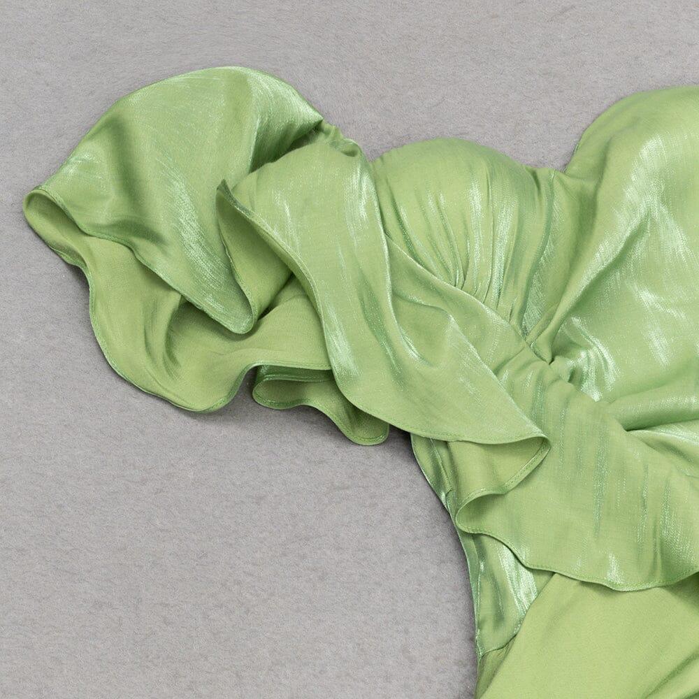 AIIZIE SATIN FOREST CORSET MAXI DRESS IN GREEN - product image