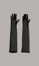 BLACK MESH PEARL GLOVES