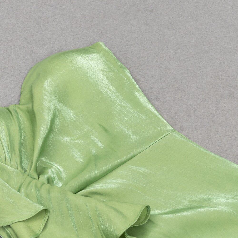 AIIZIE SATIN FOREST CORSET MAXI DRESS IN GREEN - product image