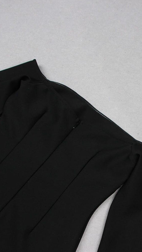 SCHWARZES OFF-SHOULDER MINIKLEID MIT KRISTALL-CUP