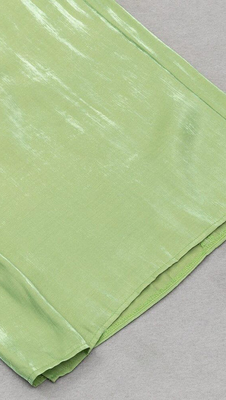 SATIN FOREST CORSET MAXI DRESS IN GREEN