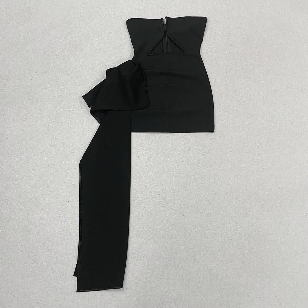 AIIZIE BLACK ONE-LINE LOW-CUT SEXY SLEEVELESS BACKLESS DRESS - product image