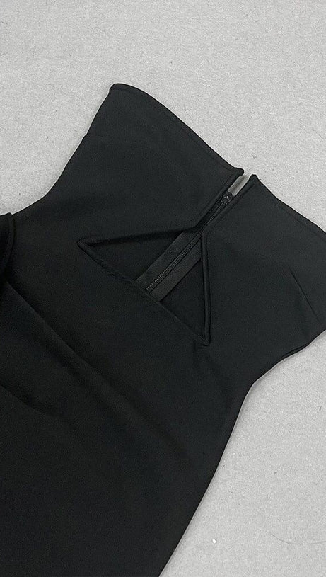 Schwarzes, einzeiliges, tief ausgeschnittenes, sexy, ärmelloses, rückenfreies Kleid