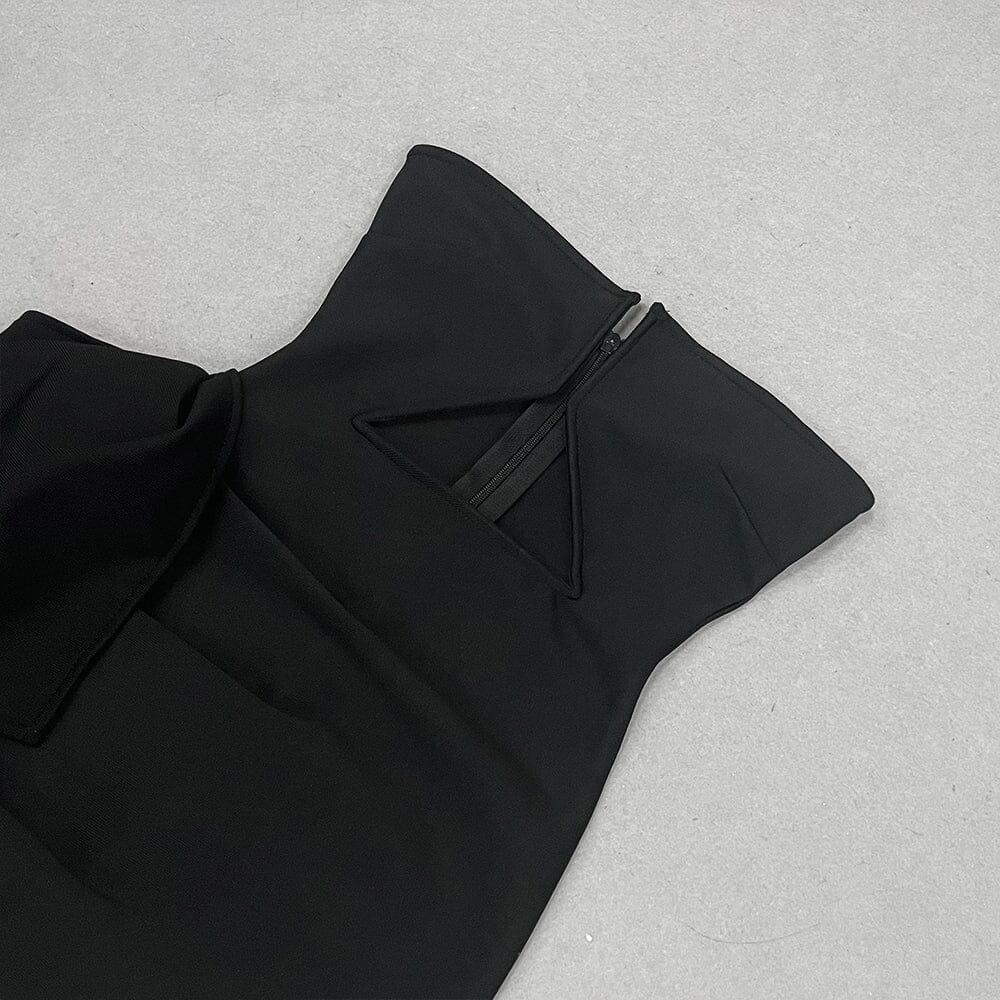 AIIZIE BLACK ONE-LINE LOW-CUT SEXY SLEEVELESS BACKLESS DRESS - product image
