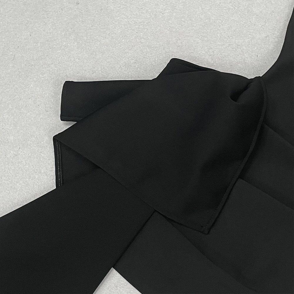 AIIZIE BLACK ONE-LINE LOW-CUT SEXY SLEEVELESS BACKLESS DRESS - product image