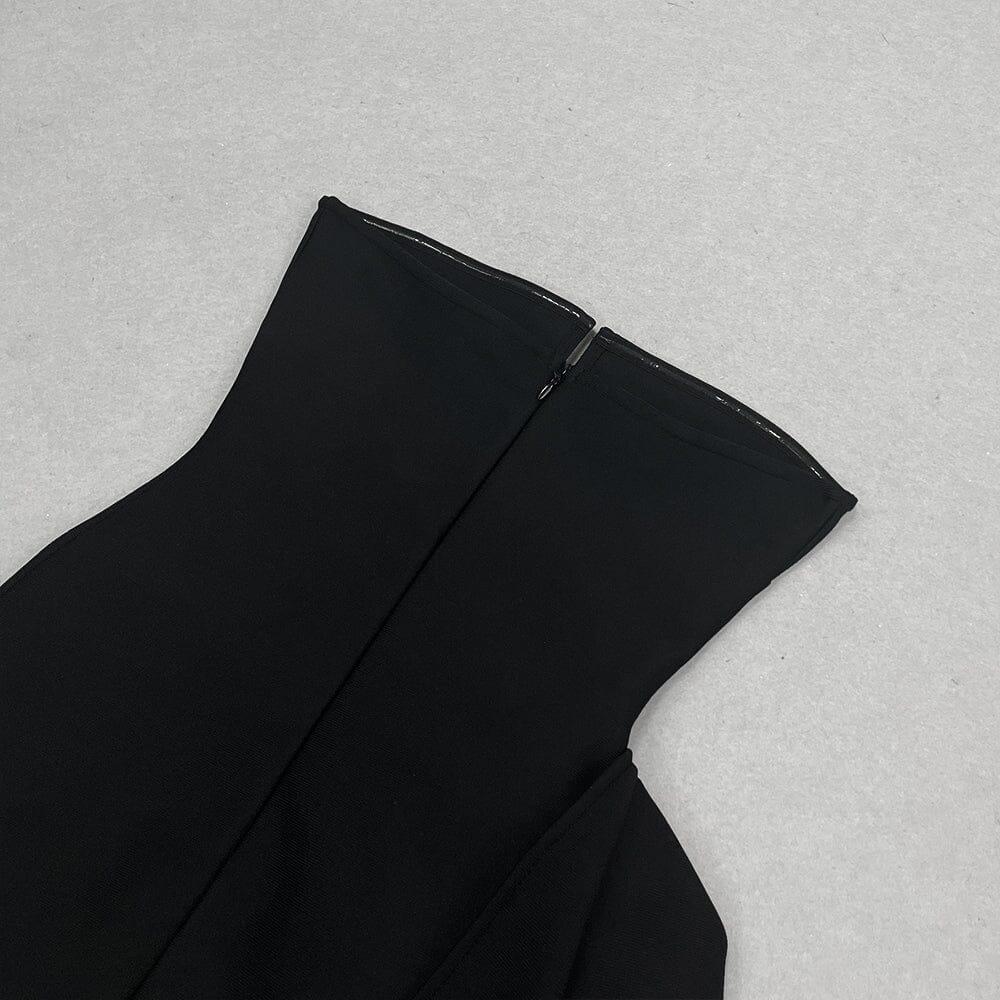 AIIZIE BLACK ONE-LINE LOW-CUT SEXY SLEEVELESS BACKLESS DRESS - product image