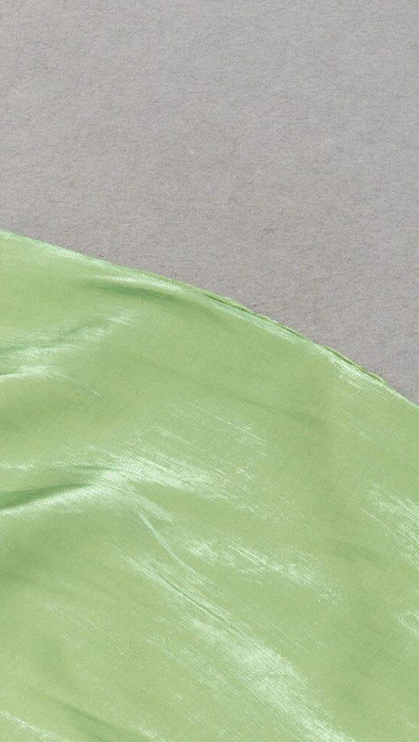 SATIN FOREST CORSET MAXI DRESS IN GREEN