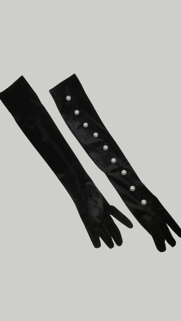AIIZIE BLACK PEARL EMBELLISHED GLOVES - product image