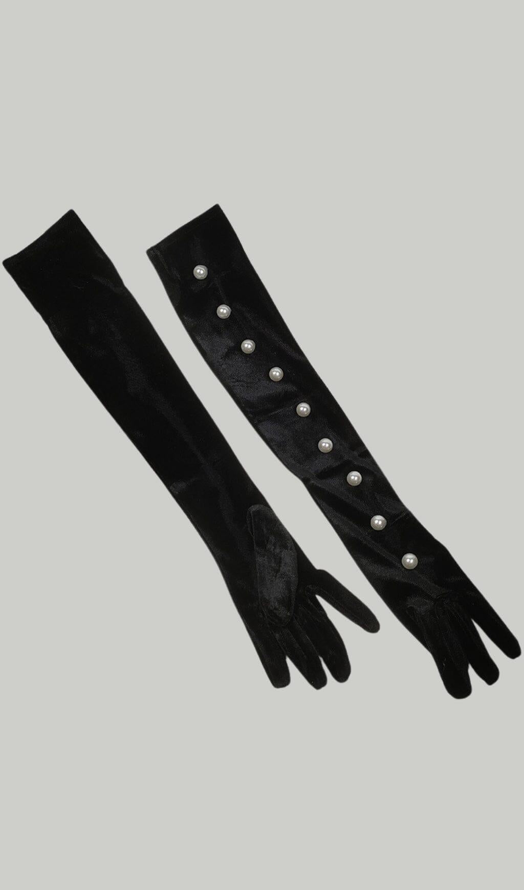 AIIZIE BLACK PEARL EMBELLISHED GLOVES - product image