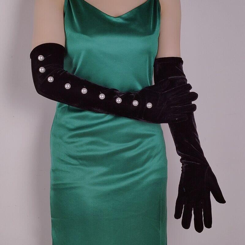 AIIZIE BLACK PEARL EMBELLISHED GLOVES - product image