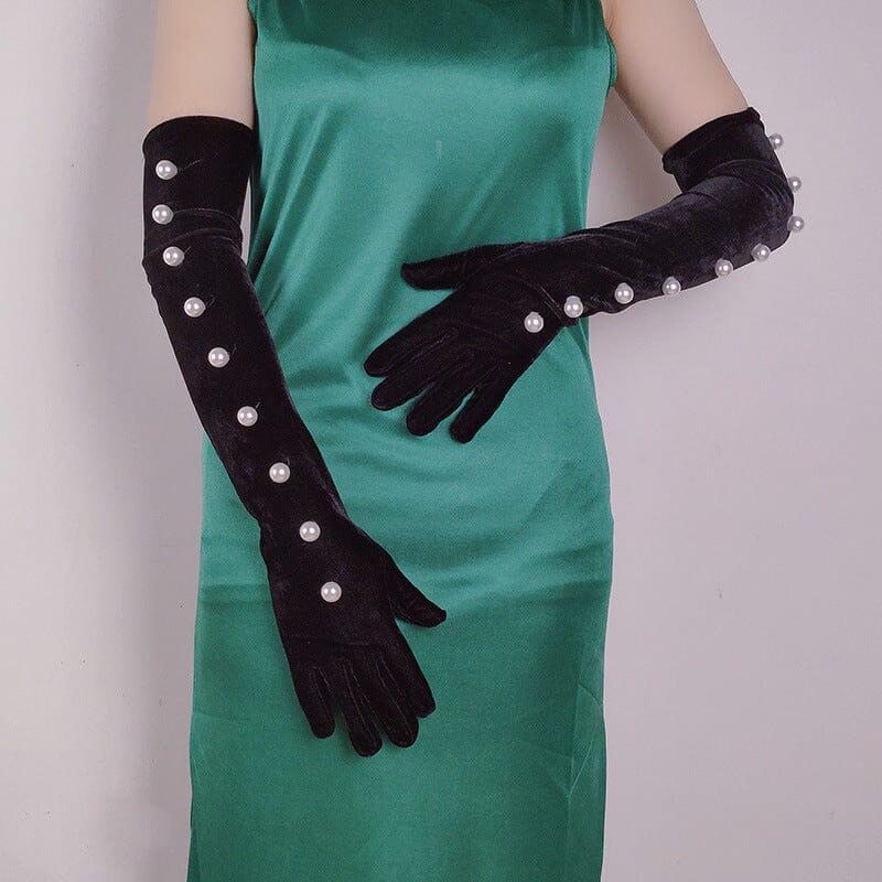 AIIZIE BLACK PEARL EMBELLISHED GLOVES - product image