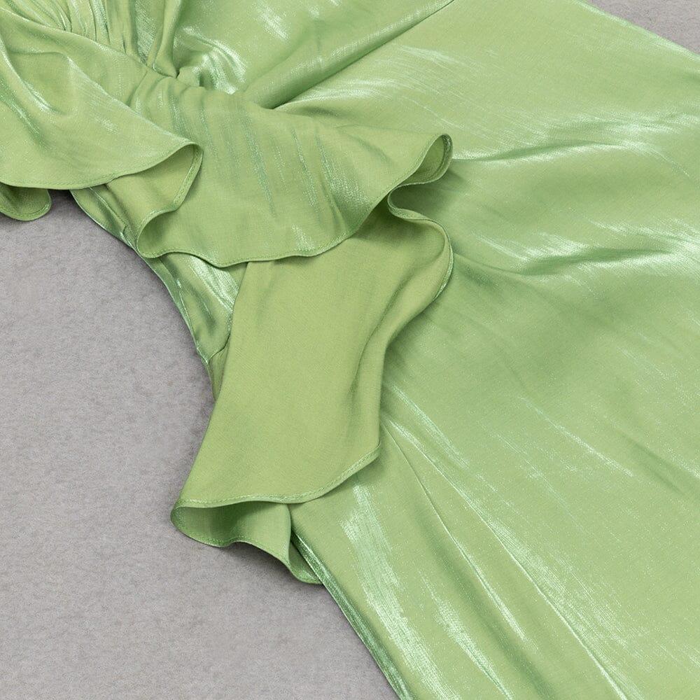 AIIZIE SATIN FOREST CORSET MAXI DRESS IN GREEN - product image