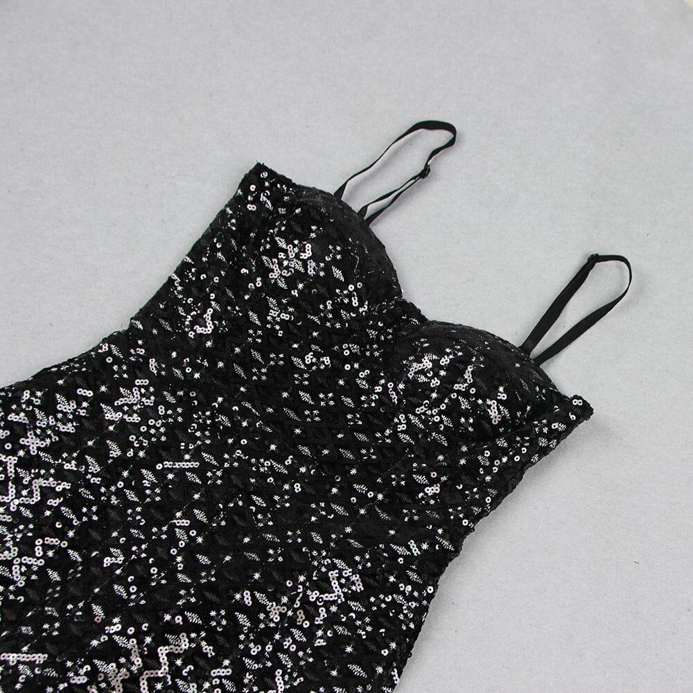 AIIZIE BLACK SEQUIN SUSPENDER STRAPLESS STRAPLESS SLIM FIT JUMPSUIT - product image