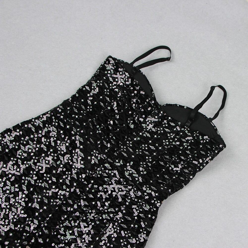 AIIZIE BLACK SEQUIN SUSPENDER STRAPLESS STRAPLESS SLIM FIT JUMPSUIT - product image