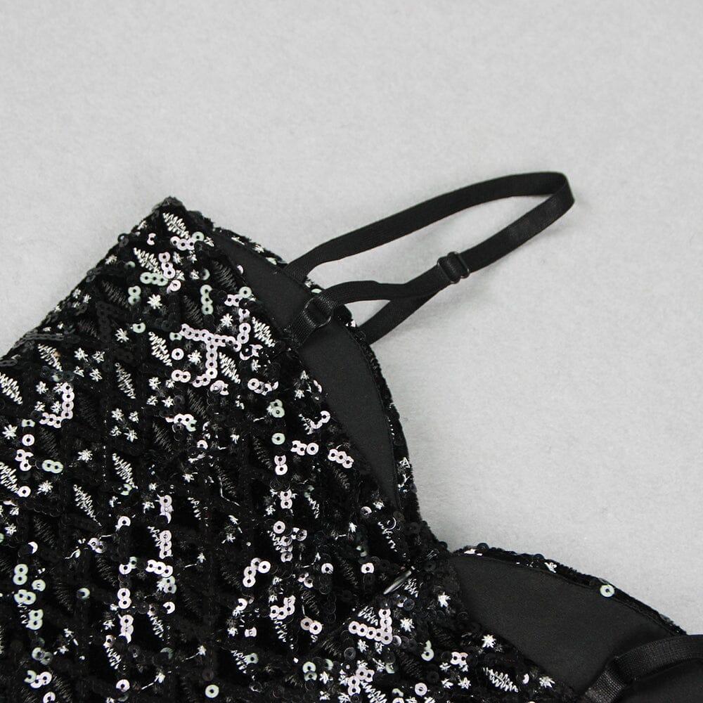 AIIZIE BLACK SEQUIN SUSPENDER STRAPLESS STRAPLESS SLIM FIT JUMPSUIT - product image