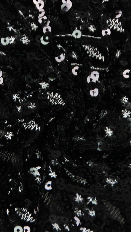 BLACK SEQUIN SUSPENDER STRAPLESS STRAPLESS SLIM FIT JUMPSUIT