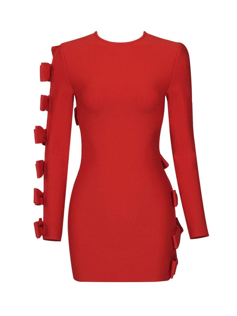 Sunni Long Sleeve Bow Cutout Bandage Dress