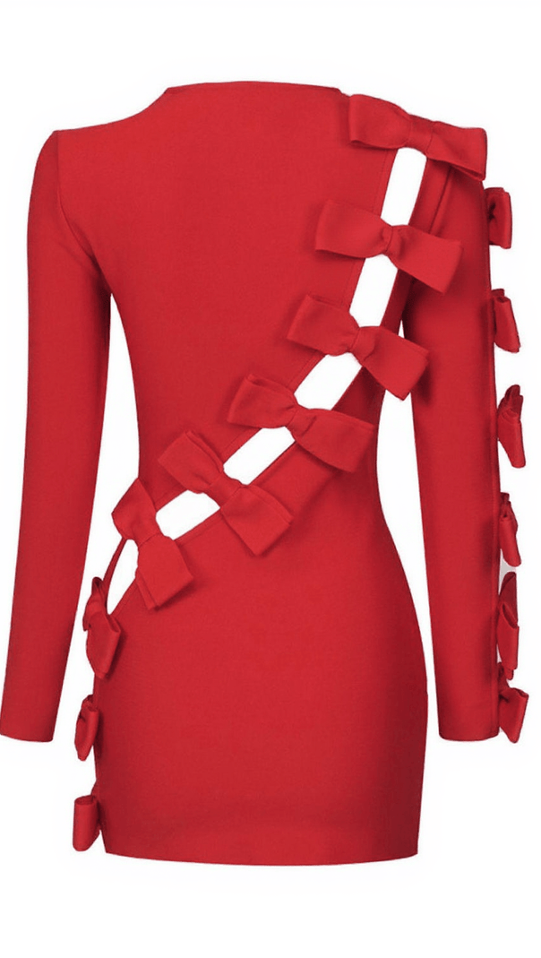 AIIZIE SUNNI LONG SLEEVE BOW CUTOUT BANDAGE DRESS - product image