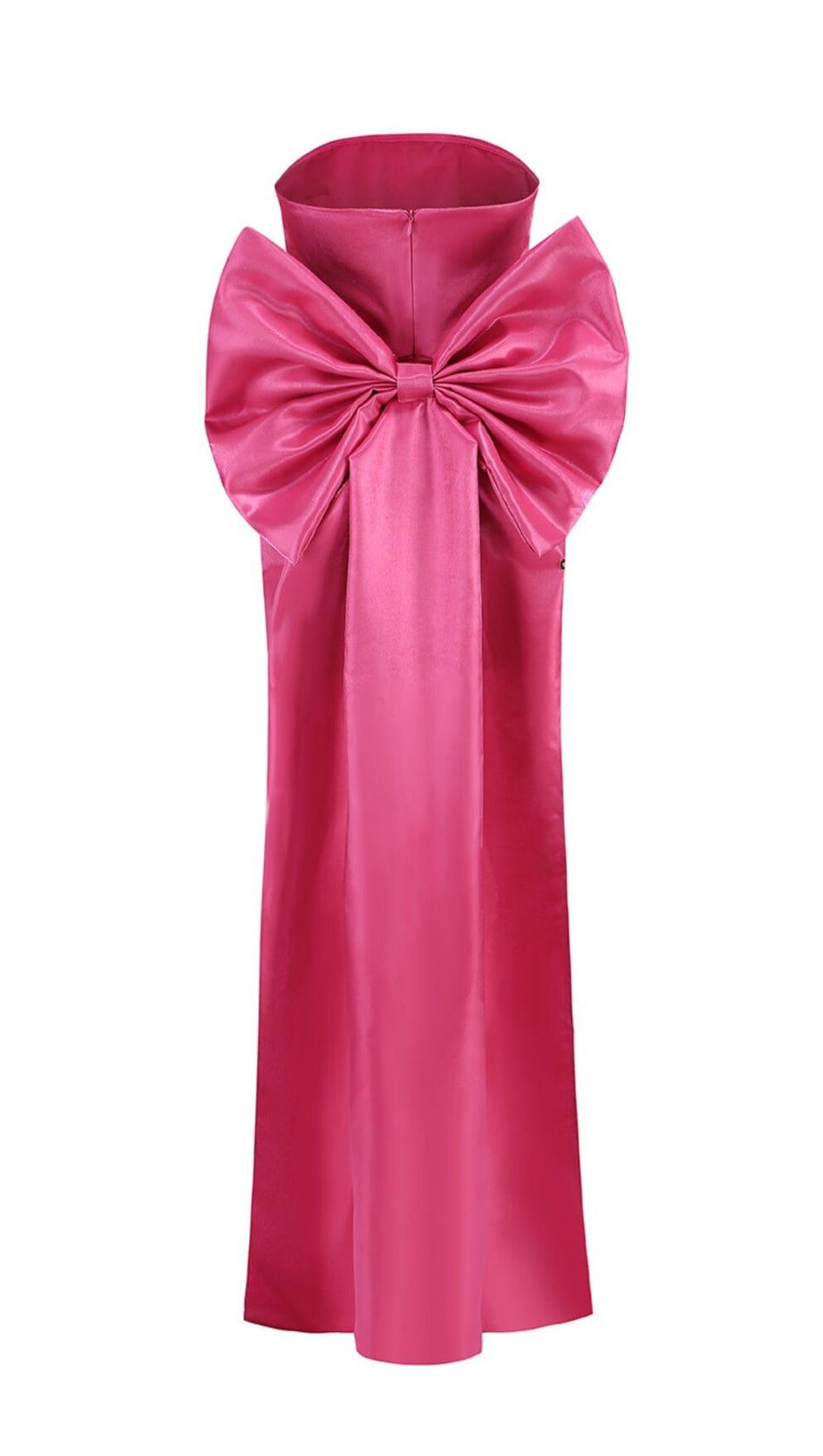PINK TAFFETA STRAPLESS BOW MINI DRESS