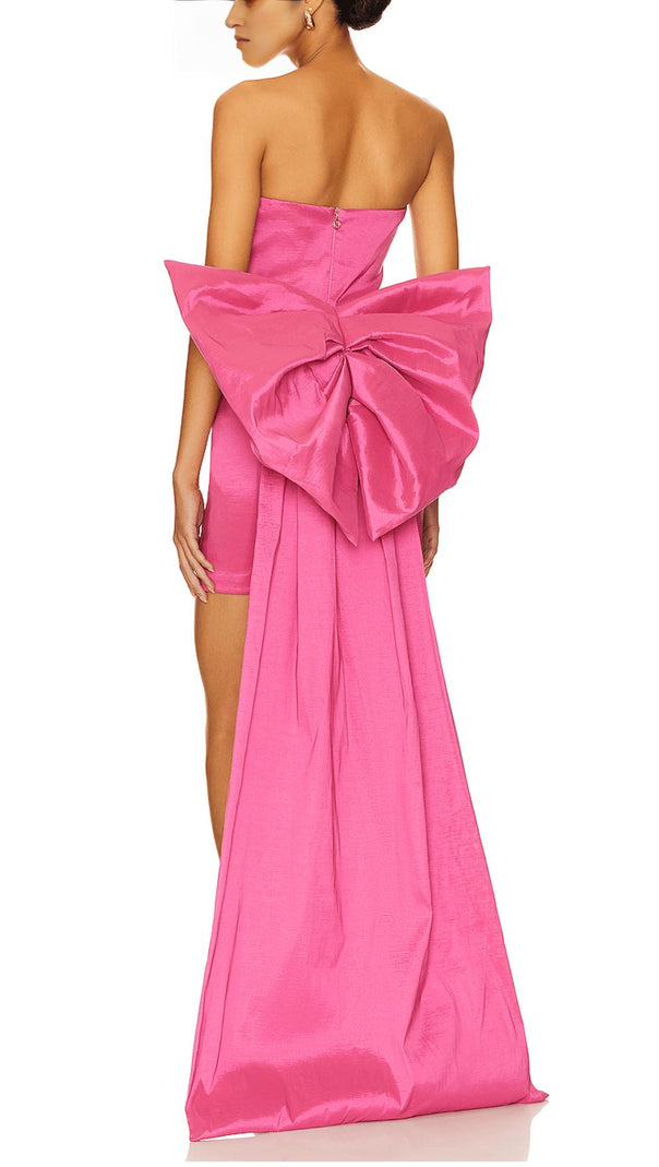 AIIZIE PINK TAFFETA STRAPLESS BOW MINI DRESS - product image