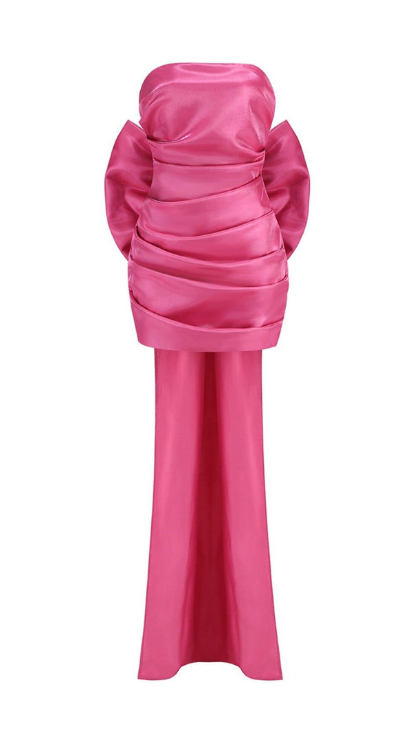 AIIZIE PINK TAFFETA STRAPLESS BOW MINI DRESS - product image