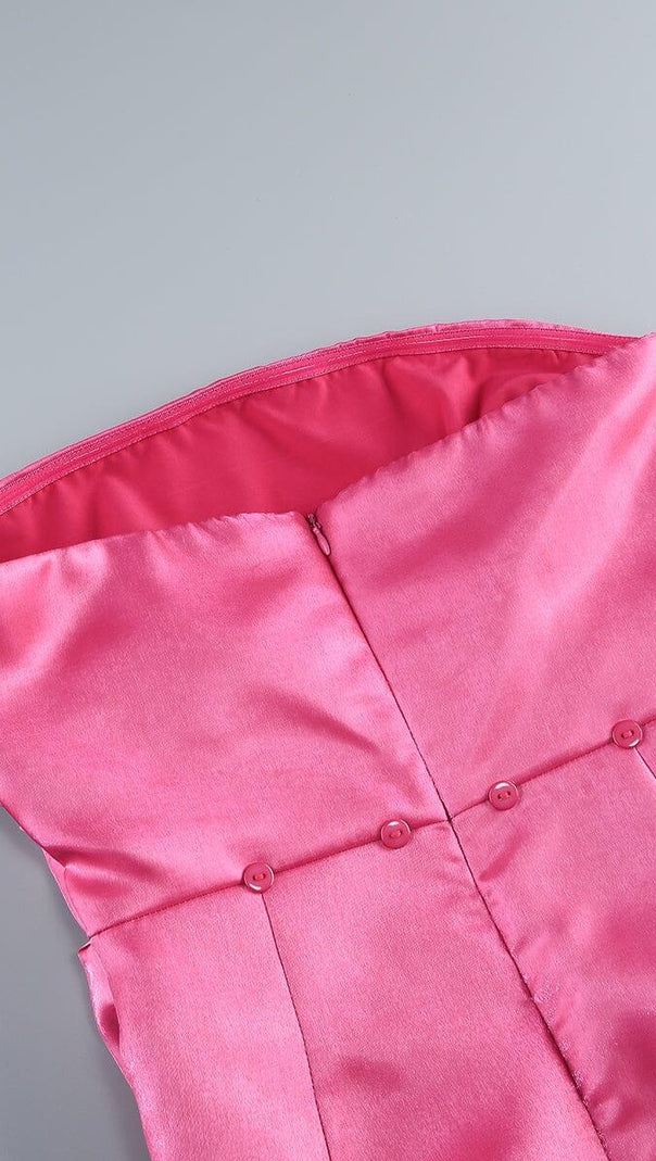 AIIZIE PINK TAFFETA STRAPLESS BOW MINI DRESS - product image