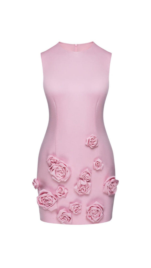 AIIZIE ROSE-APPLIQUÉ ROUND NECK CADY MINI DRESS - product image