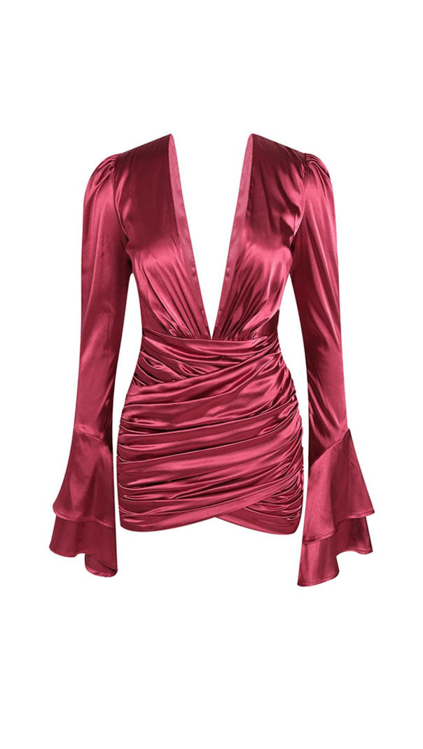 AIIZIE PLUNGING V NECK COCKTAIL MINI DRESS - product image