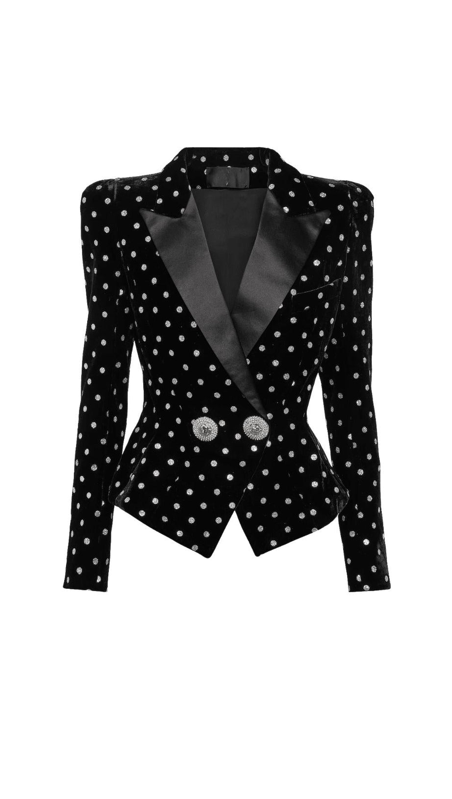 POLKA-DOT EMBELLISHED VELVET BLAZER