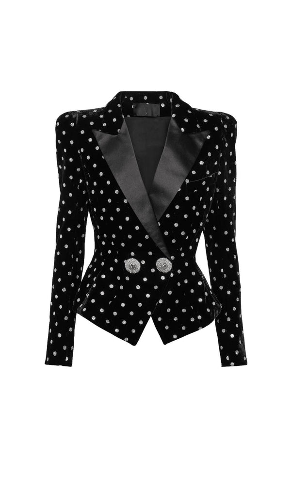 POLKA-DOT EMBELLISHED VELVET BLAZER