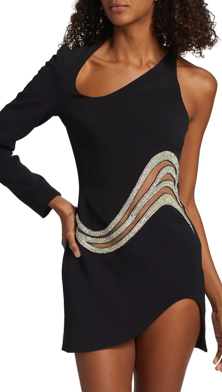 WAVE ONE-SHOULDER MINI DRESS