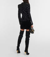 POLKA-DOT EMBELLISHED VELVET BLAZER