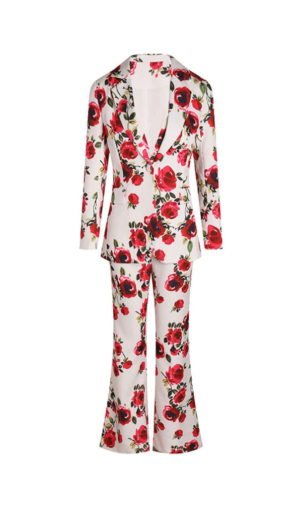 PRINTED LONG-SLEEVED SHIRT AND SUSPENDER TROUSERS THREE-PIECE SET