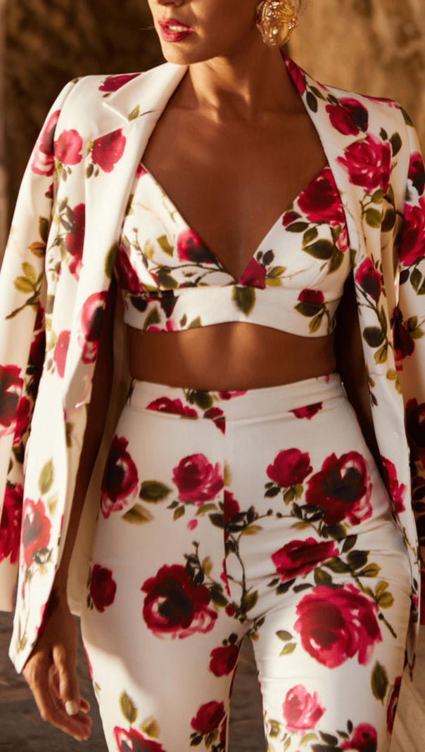 AIIZIE PRINTED LONG-SLEEVED SHIRT AND SUSPENDER TROUSERS THREE-PIECE SET - product image