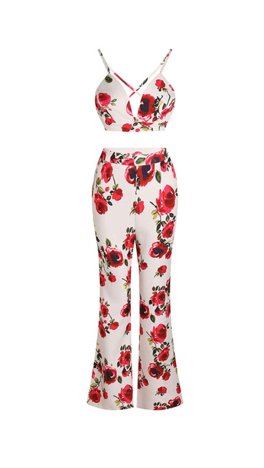 PRINTED LONG-SLEEVED SHIRT AND SUSPENDER TROUSERS THREE-PIECE SET