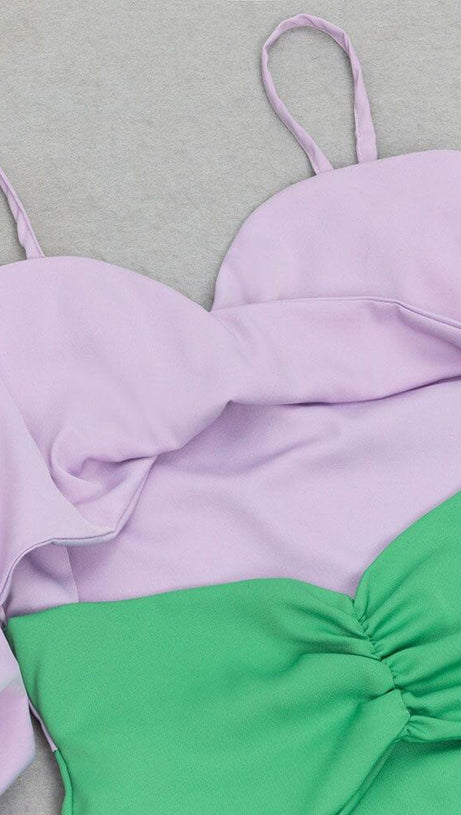 PUFF SLEEVE BODYCON STRAP MIDI DRESS