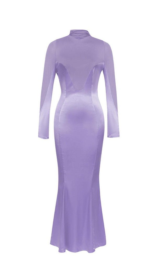 AIIZIE PURPLE LONG SLEEVE MESH MAXI DRESS - product image