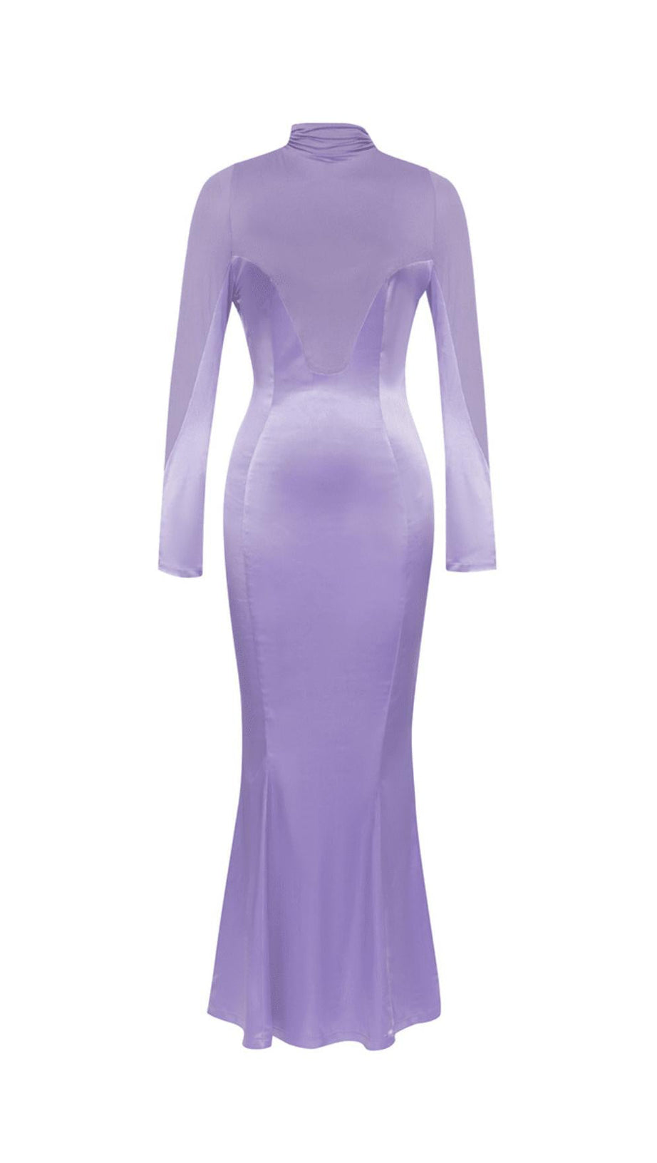 LILA LANGÄRMELIGES MAXIKLEID AUS NETZ 