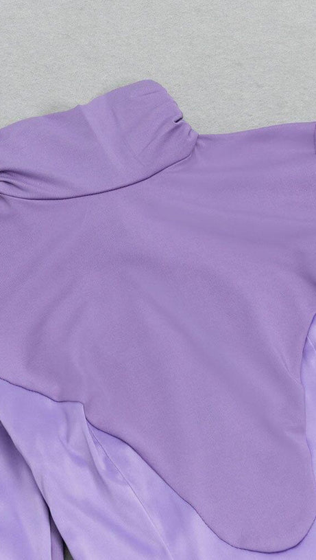PURPLE LONG SLEEVE MESH MAXI DRESS