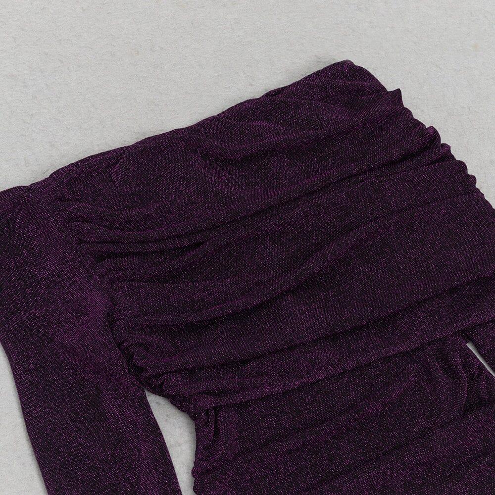 AIIZIE PURPLE LONG SLEEVE OFF SHOULDER BODYCON MAXI DRESS - product image