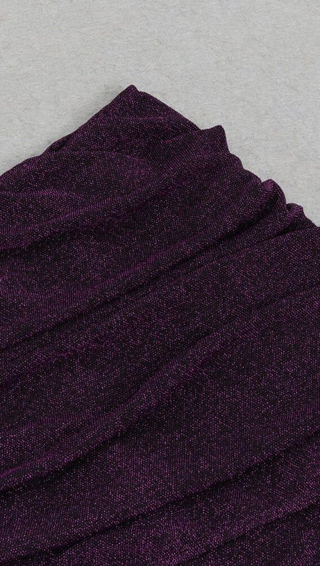 PURPLE LONG SLEEVE OFF SHOULDER BODYCON MAXI DRESS