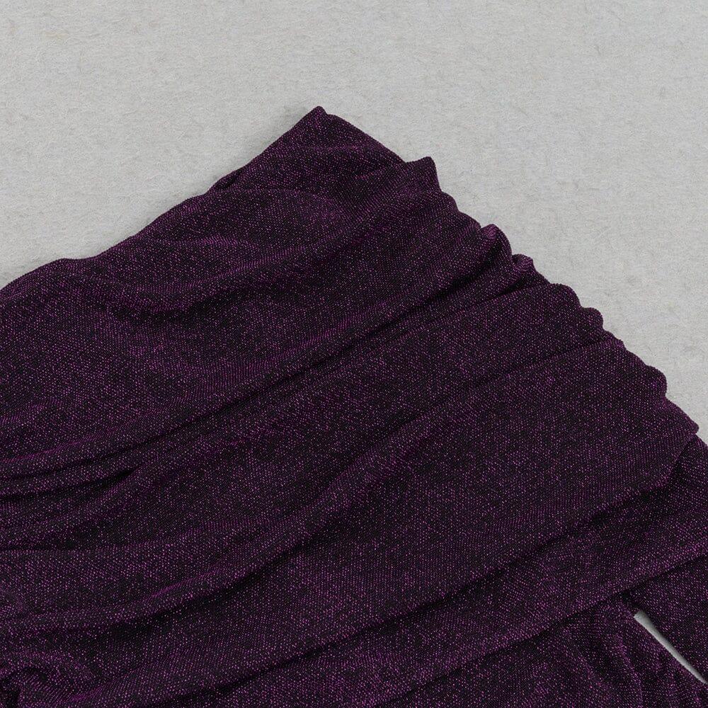 AIIZIE PURPLE LONG SLEEVE OFF SHOULDER BODYCON MAXI DRESS - product image