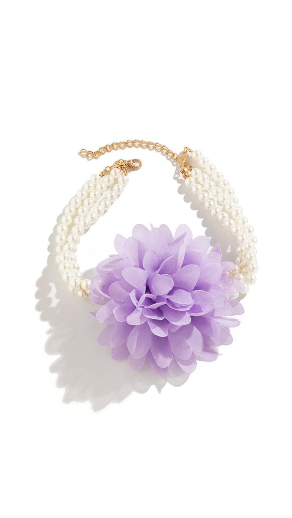 AIIZIE PURPLE PEARL EMBELLISHED FLOWER CHOKER - product image