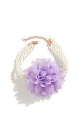 PURPLE PEARL EMBELLISHED FLOWER CHOKER