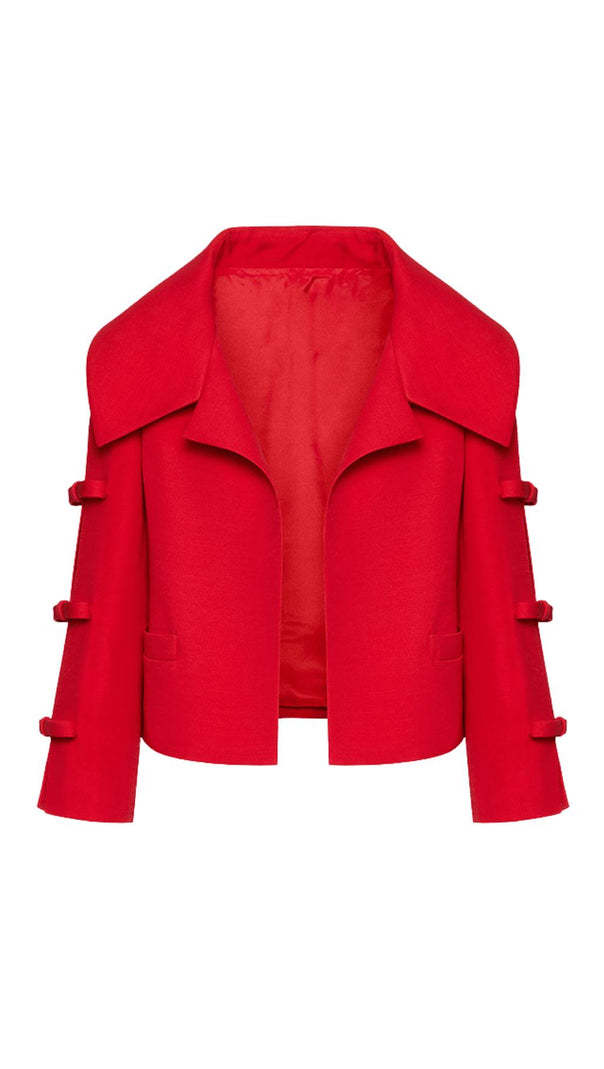 AIIZIE RED CREPE CROPPED JACKET - product image