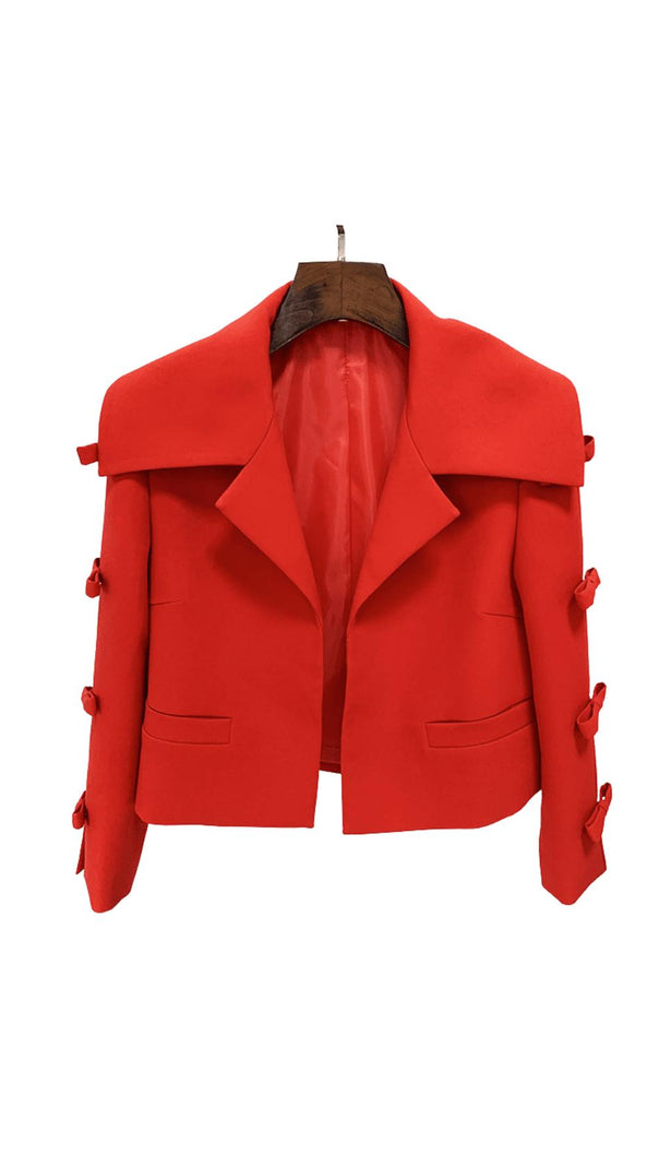 AIIZIE RED CREPE CROPPED JACKET - product image