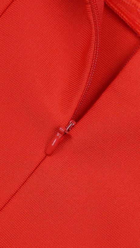 MINI ABITO CON BORDI IN PIUME ROSSE 